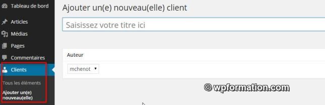 Custom post types nouvelle entrée