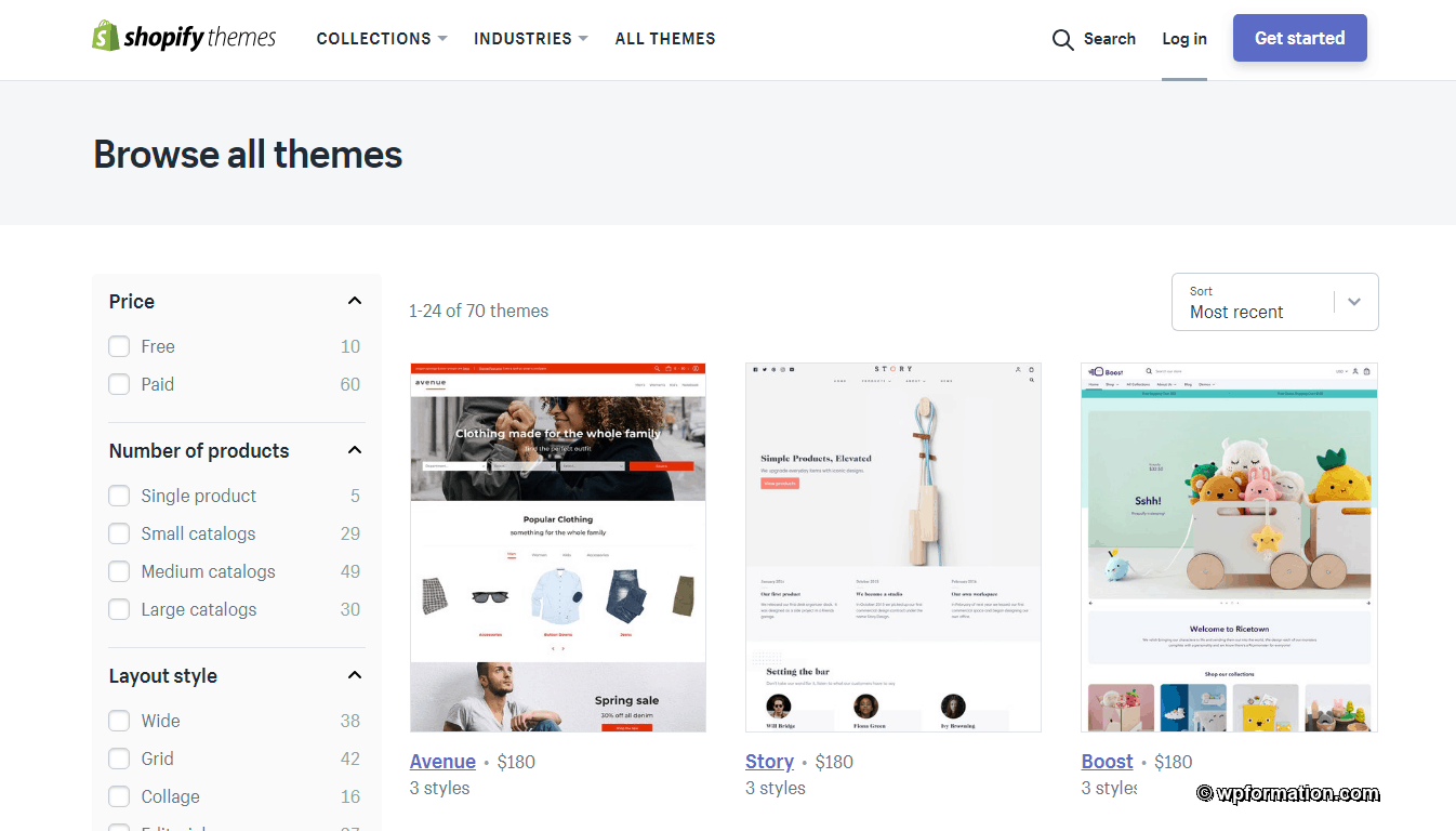 Catalogue de thèmes Shopify