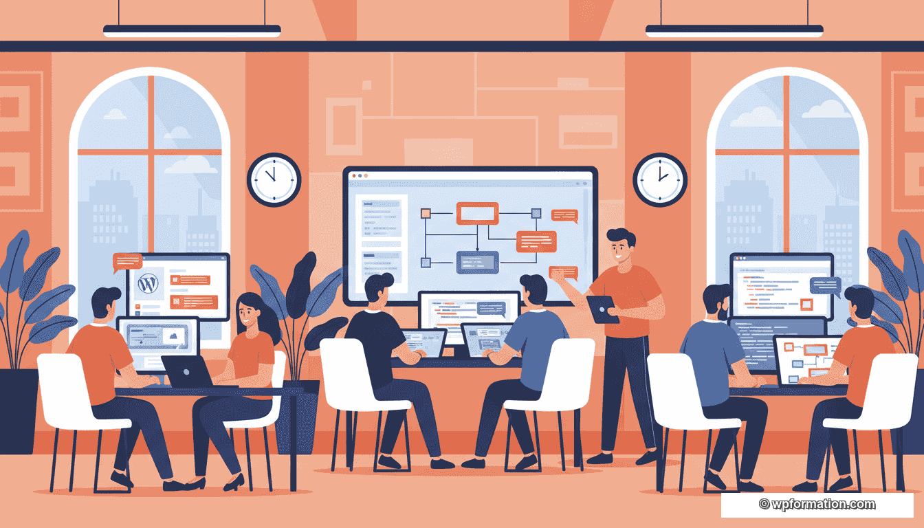 Étudiants en cours WordPress avec l'IA