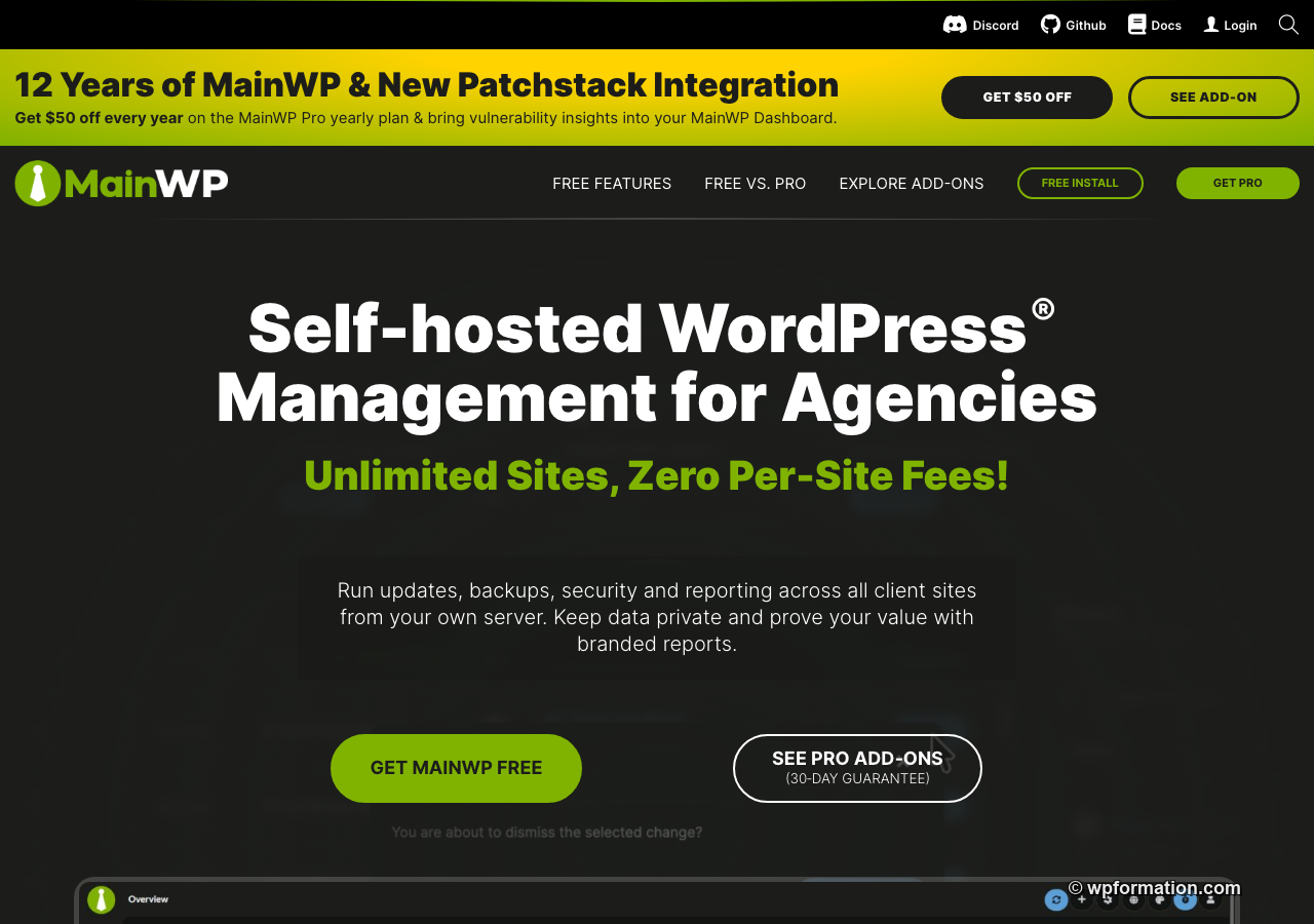 Interface MainWP : gestion WordPress self-hosted pour les agences