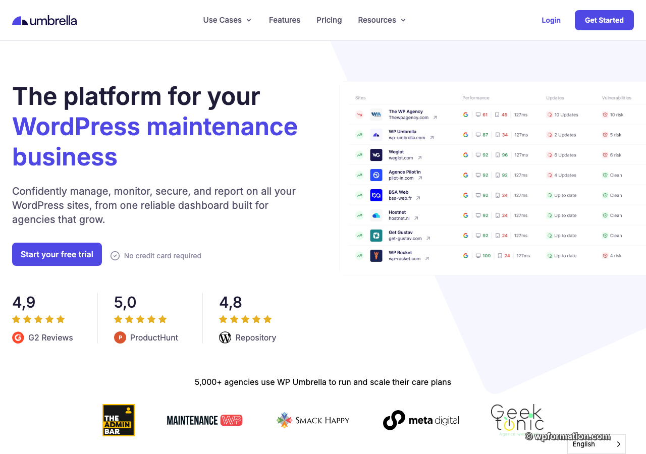 WP Umbrella : plateforme de monitoring et maintenance WordPress