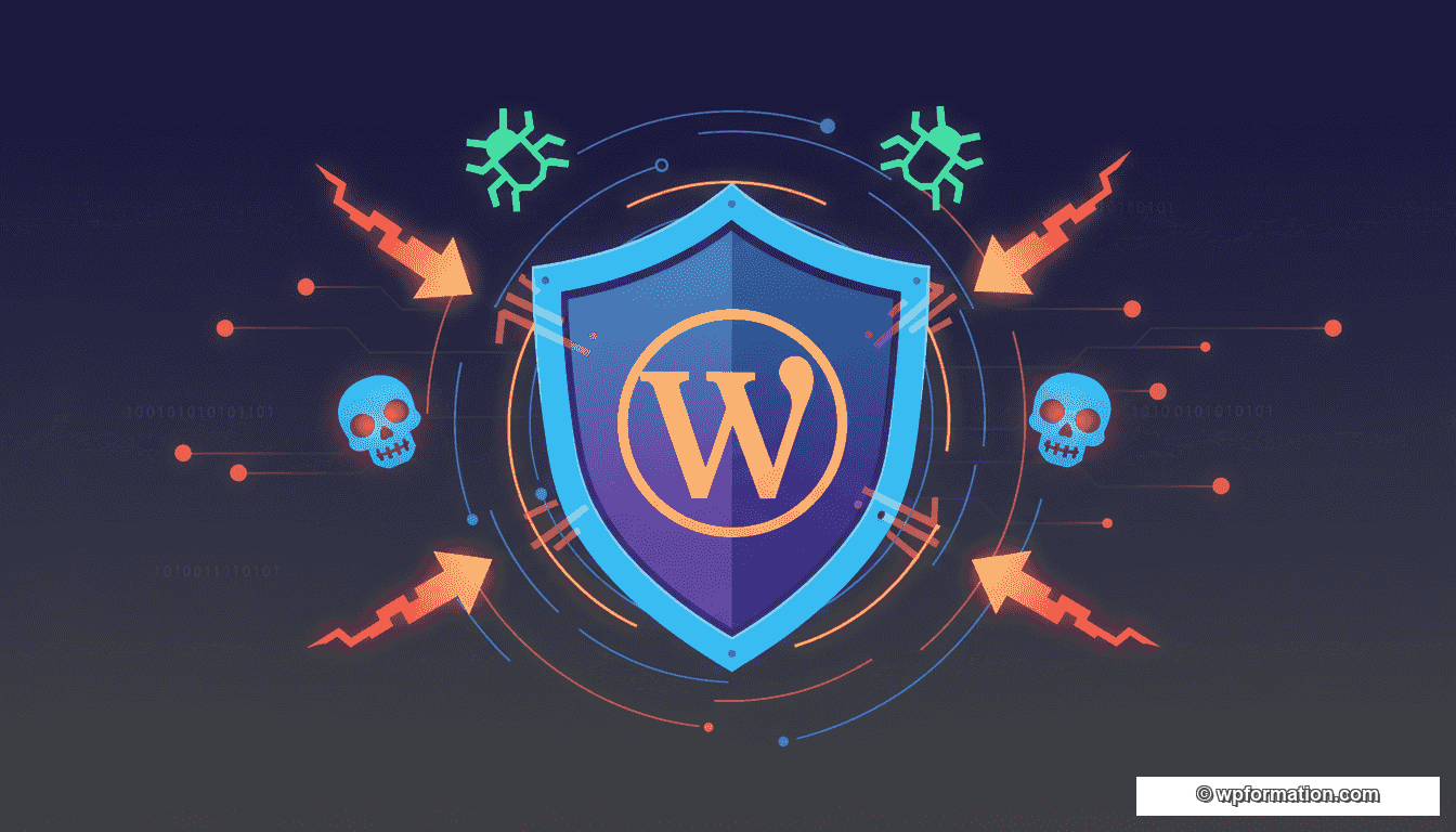 Sécurité WordPress 2026 : cadenas et bouclier protégeant un site web