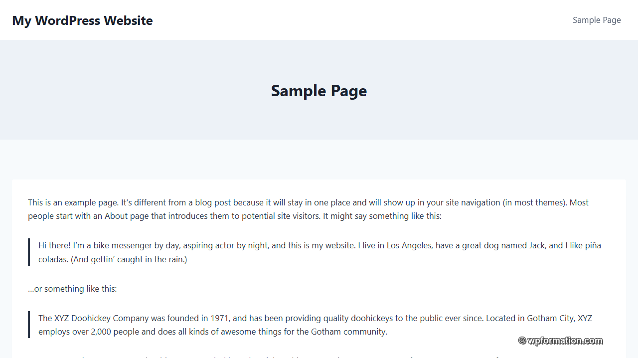 Kadence WordPress - rendu par défaut sur WordPress Playground