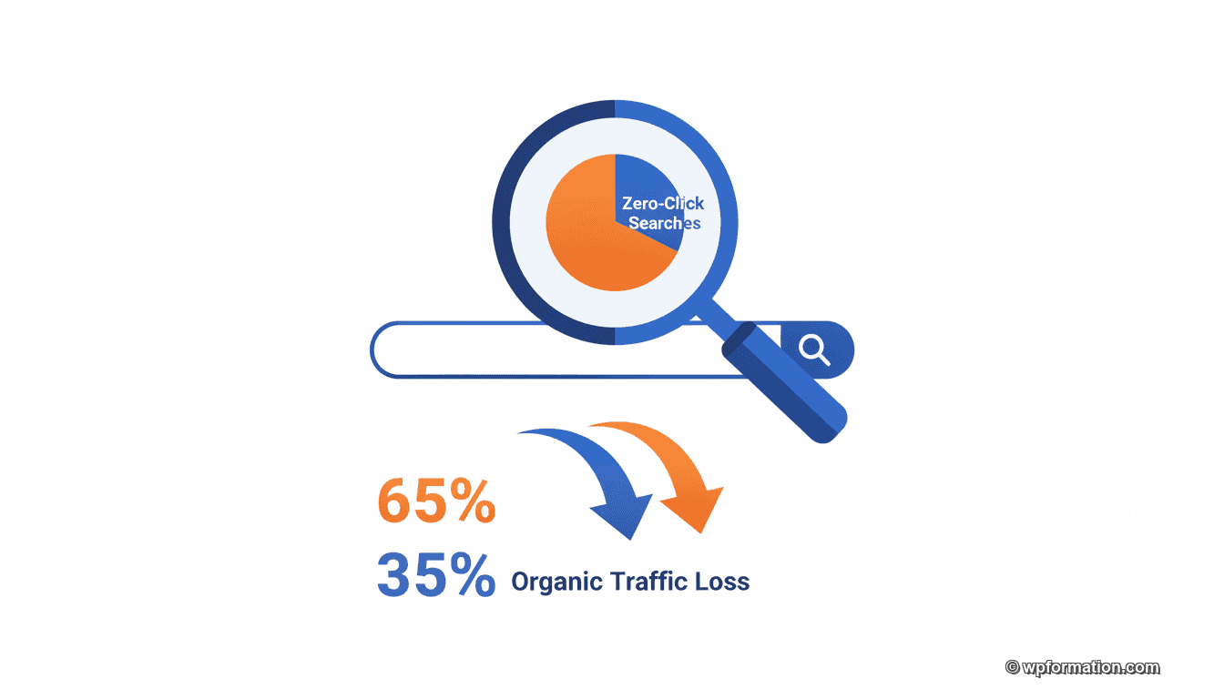 Zero-click SEO 2026 : 65% des recherches Google sans clic