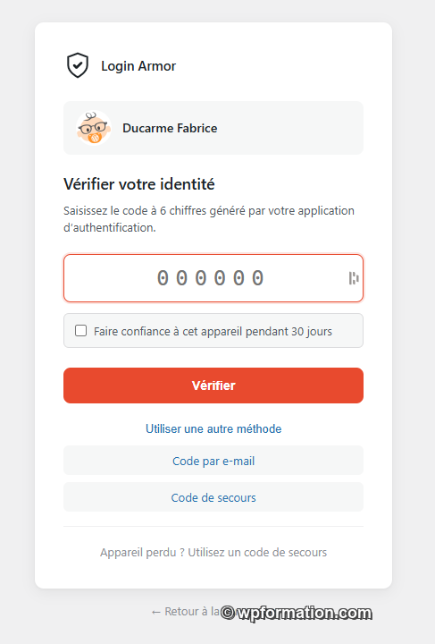 Login Armor inclut un module 2FA natif,