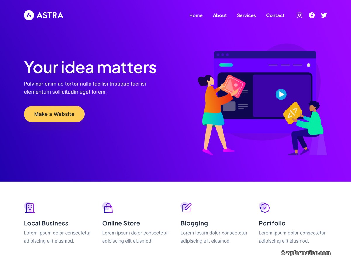 Astra theme WordPress bannière