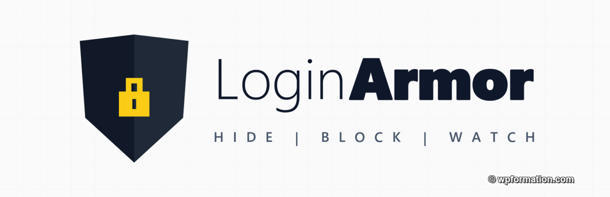 Login Armor - bouclier sombre cadenas jaune, plugin anti brute force WordPress