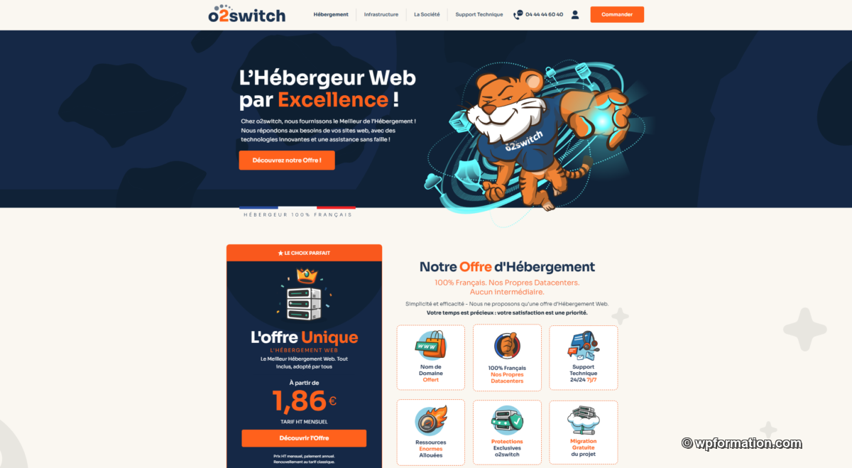 page d'accueil o2switch